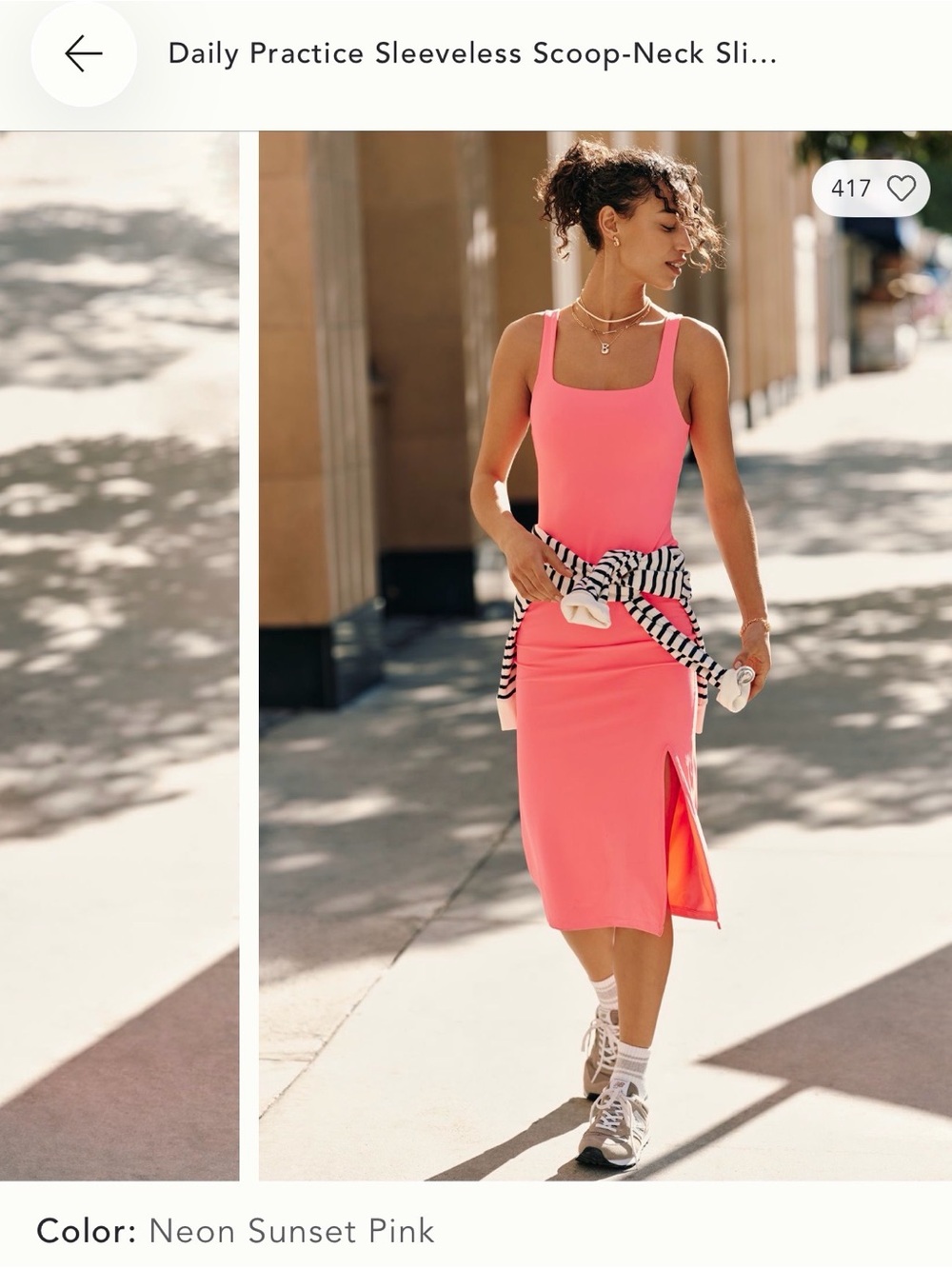 Daily Practice - Anthropologie - Neon Sunset Pink Sleeveless Scoop-Neck Dress View 4